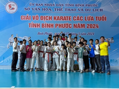 Bù Gia Mập nhất toàn đoàn giải Vô địch Karate các lứa tuổi tỉnh Bình Phước